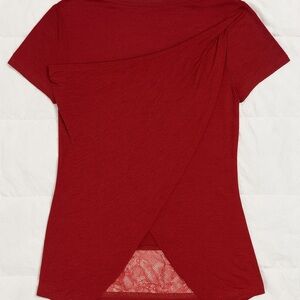 Elegant Red Short Sleeve Women's Top